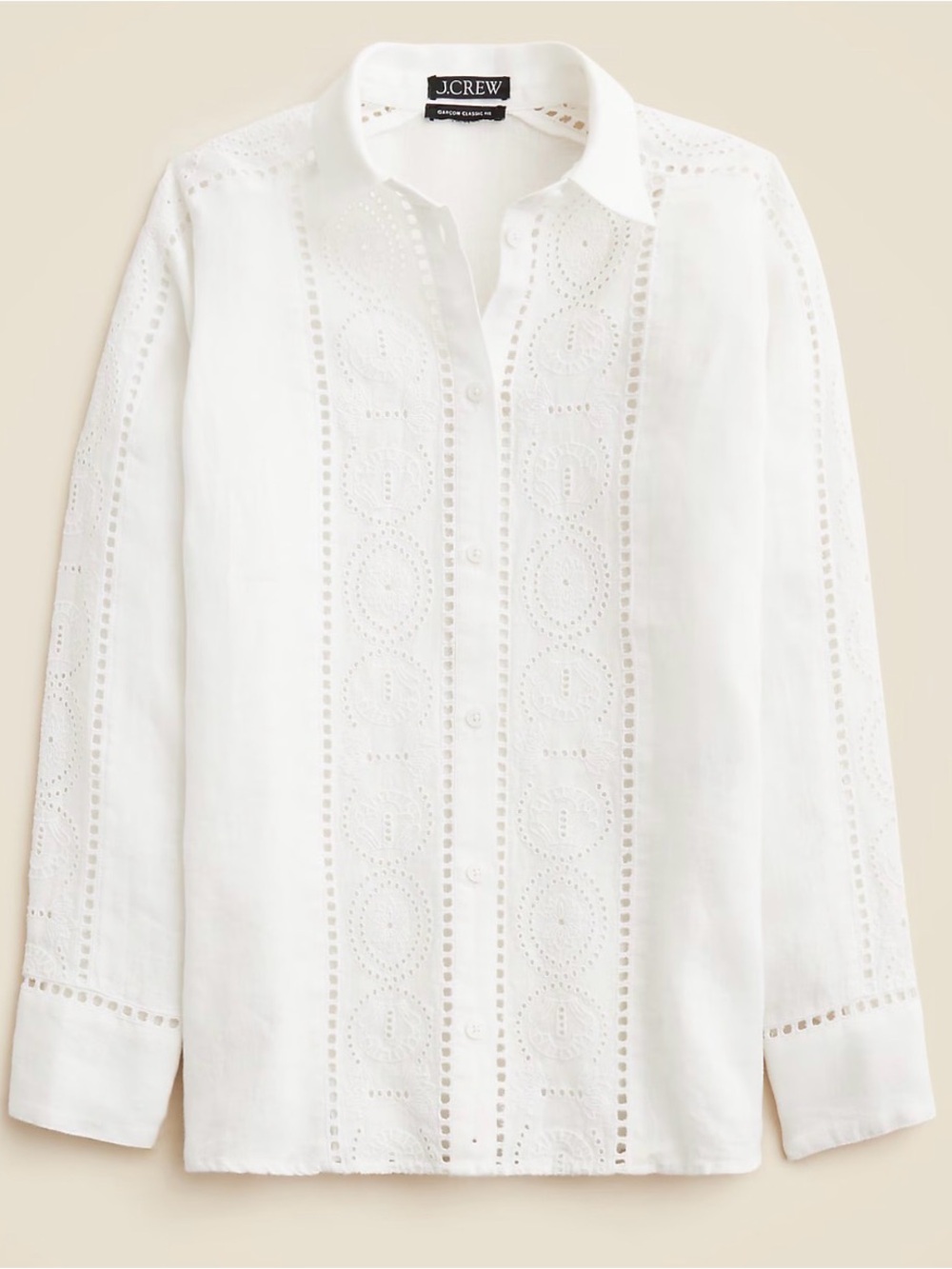 J. Crew Garçon Classic Shirt in Eyelet Linen Size 0